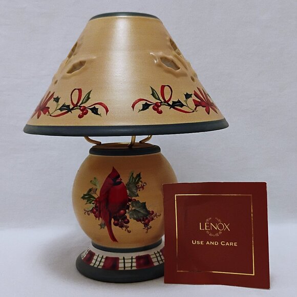 Lenox Winter Greetings Everyday 2 pc Tealight Lamp Candle Lantern Cardinal Bird - Picture 1 of 5